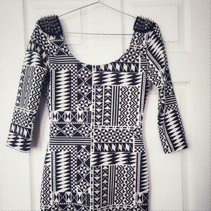 Punk Bodycon Minidress with Shoulder Spikes